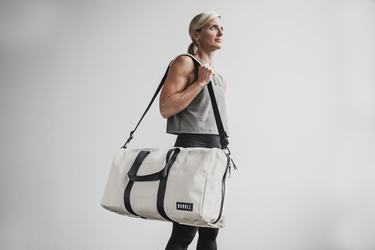 Nobull Waxed Canvas Men's Duffle White | Australia (IC5291)